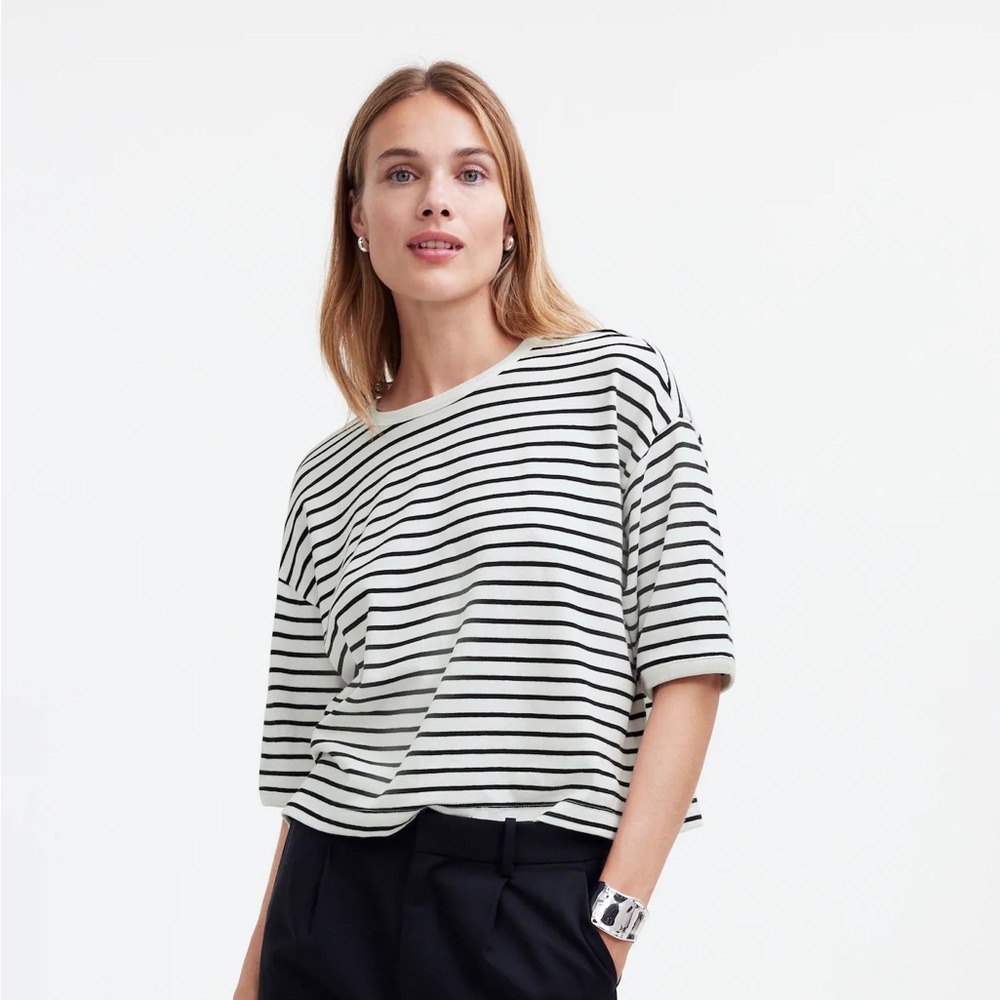 Madewell Black and White Striped Top